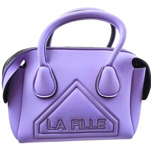 La Fille Des Fleurs Vibrant Lavender PVC Puffy Zippered Satchel Bag